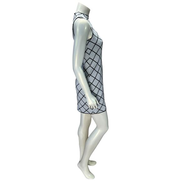 ROMEO & JULIET COUTURE Diamond Grid Mock Neck Bodycon Mini Dress - Size M - Picture 5 of 11
